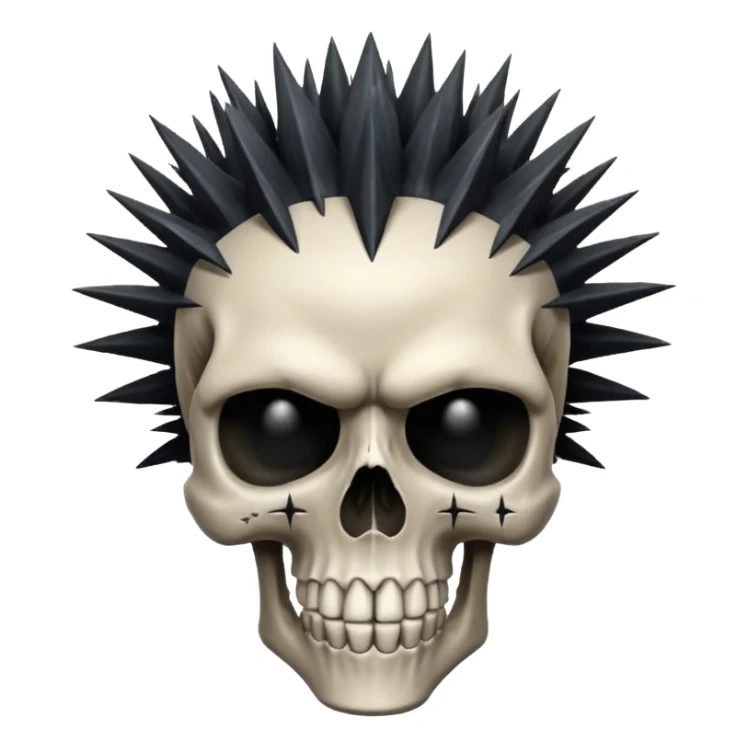 long spikey hair on fridsy skull sticker