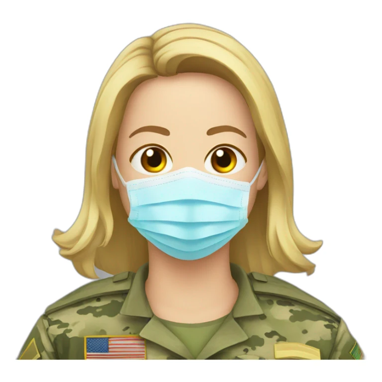 a military Headshot in a Medical masks sticker
