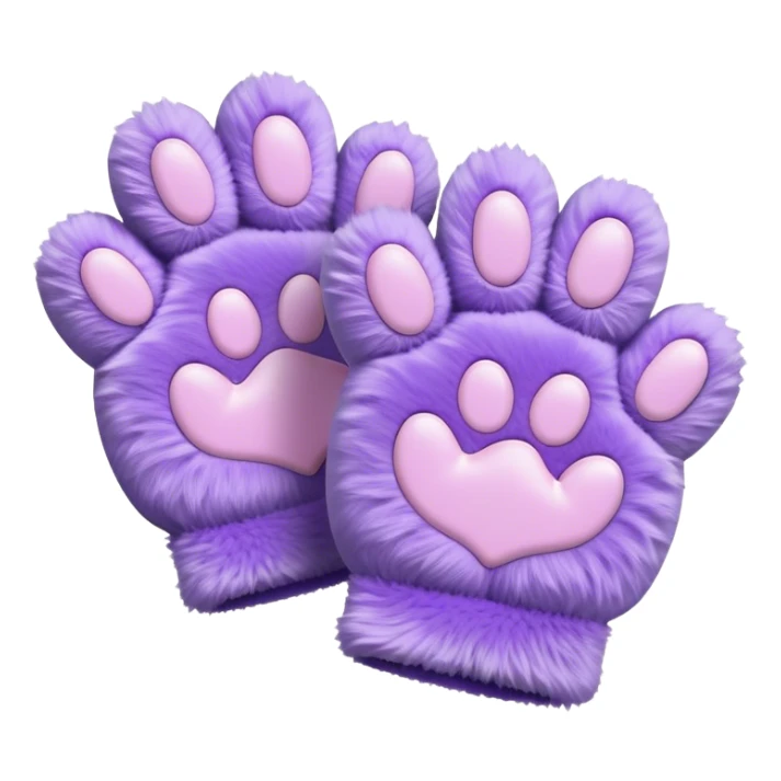 Pastel purple fuzzy cozy furry cat paw gloves  sticker