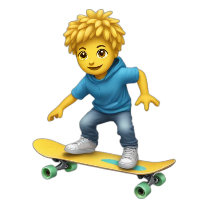 Une fleur fannée qui fait du skateboard sticker