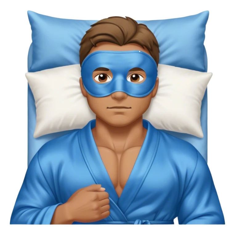 muscular man body silk lace blue robe model sleep mask sticker