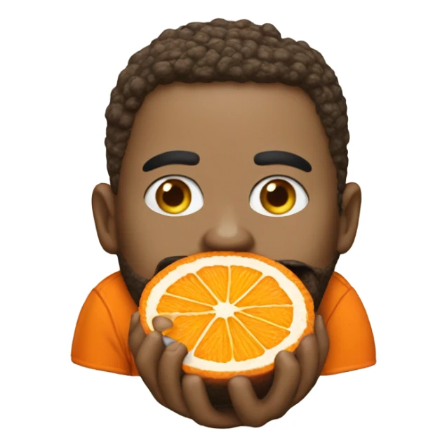 A person eats a orange candy and turn into the New York Knicks logo  sticker