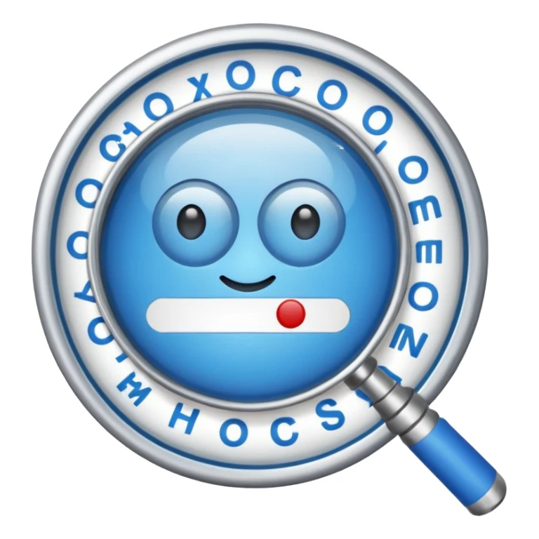  lente di ingrandimento foglio con scritte a risposte multiple blu senza faccia sticker