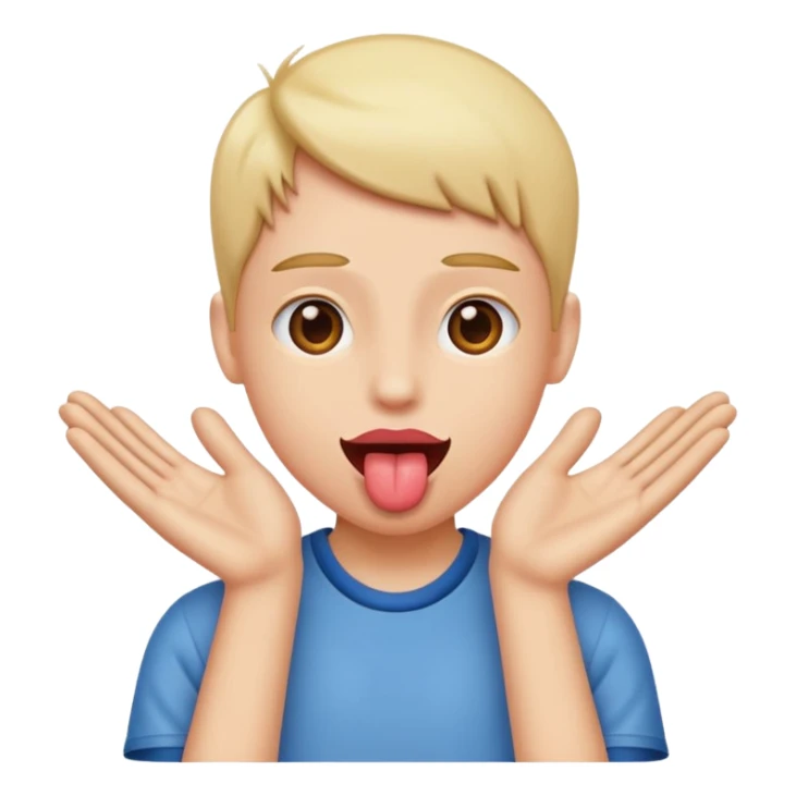 tongue out with hands to the side ￼ sticker