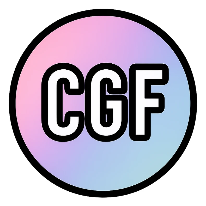 Discord emoji for a server with 'CGF' in white with a pastel gradient fill or shadow, minimal and stylish, transparent background, 128x128 sticker