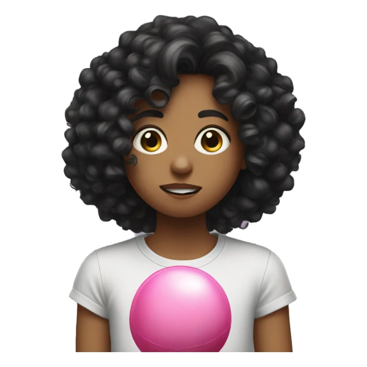 white teen with black curly hair blowing bubblegum sticker