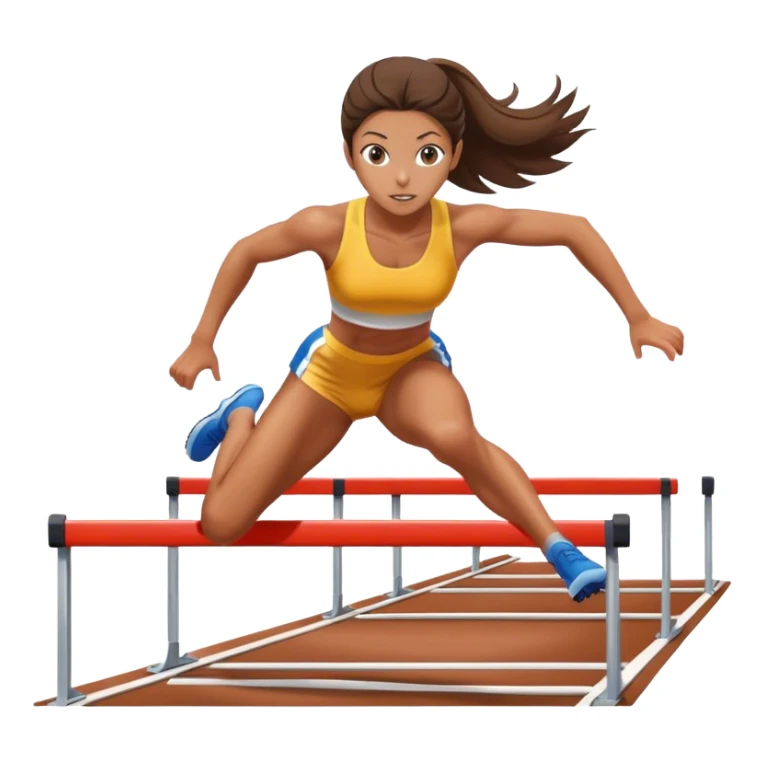 Hurdler girl going over a hurdle white and brunette sticker