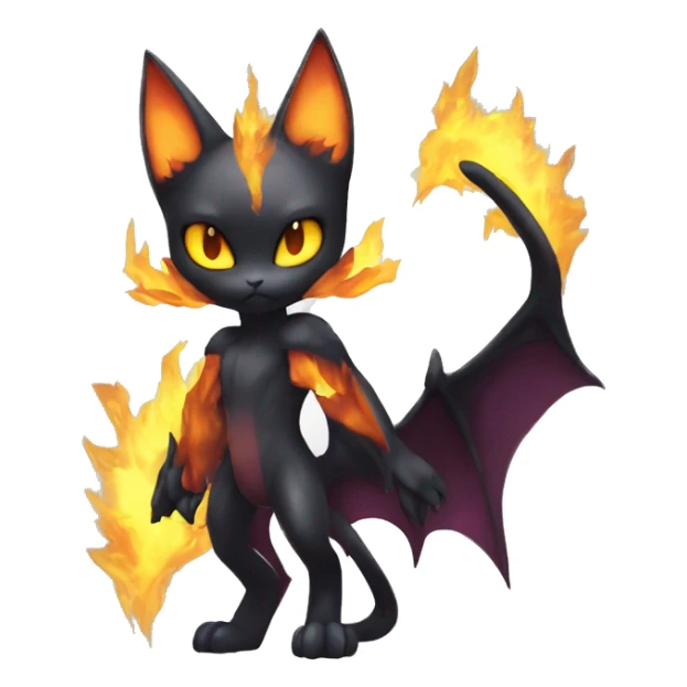 Shiny Fire-Type-Dark-type-Poison-type-Fakémon-Bat-Cat full body sticker