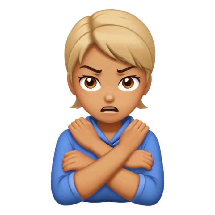 a girl crossing her arms around her neck while angry sticker