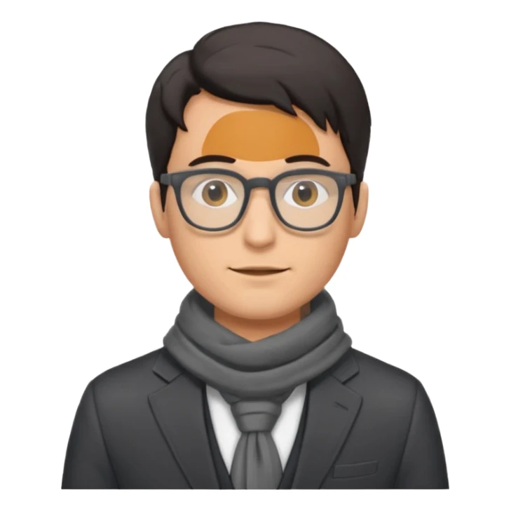 gray scarf male dark hair with suit glasses sticker