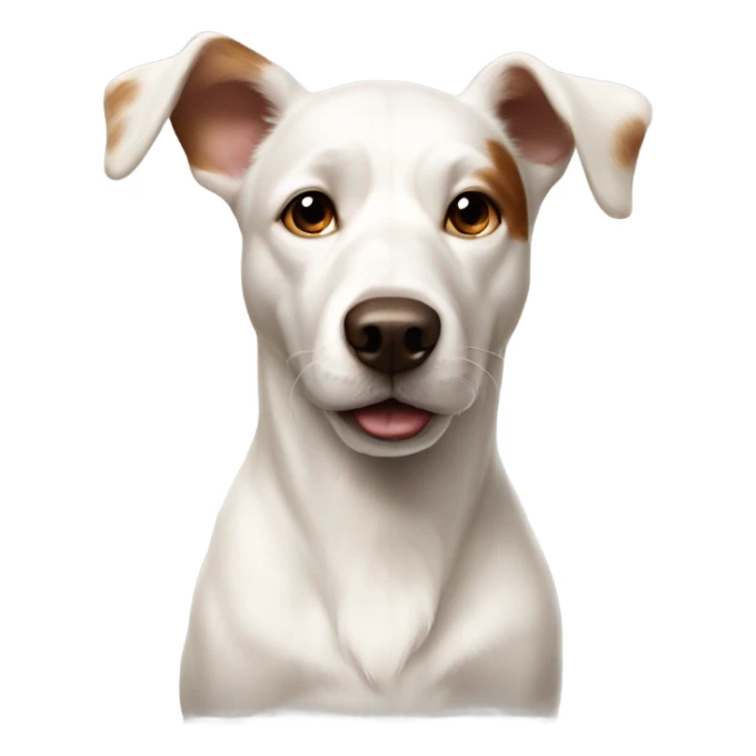 Realistic white dog big ears brown spot on head sticker