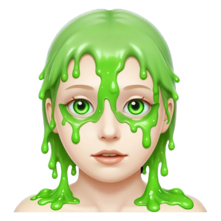 Teaching green slime creepy face and glowing white eyes sticker