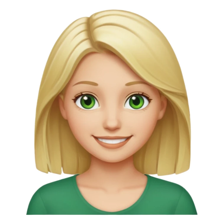 White girl with blonde shoulder length hair and green eyes sticker