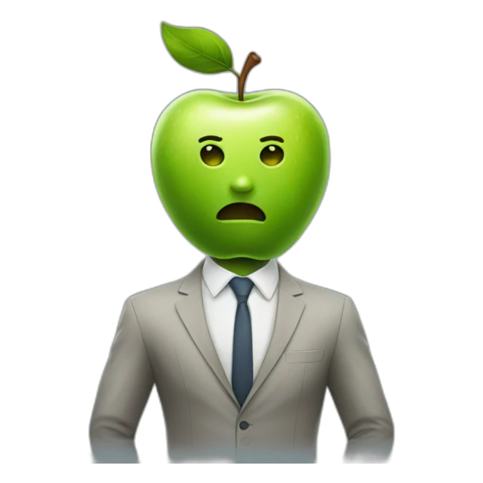 Apple with realistic human face and body wearing suit  sticker
