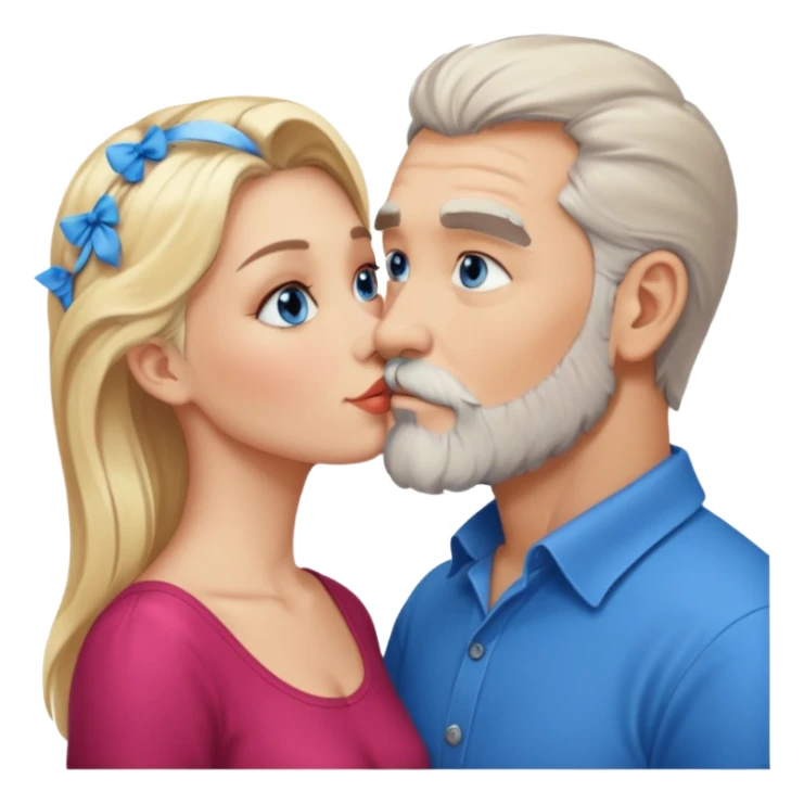 Man with gray beard kissing blonde blue-eyed  woman sticker