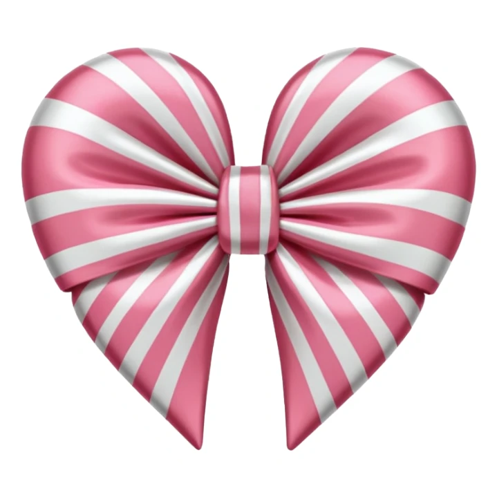 candy cane bow heart shape with light pink stripes and a satin bow sticker