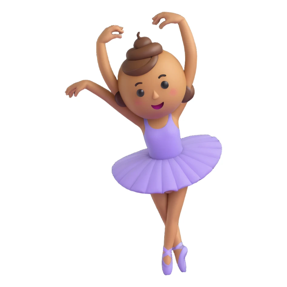 ballerina with a poop emoji head in back attitude pose sticker