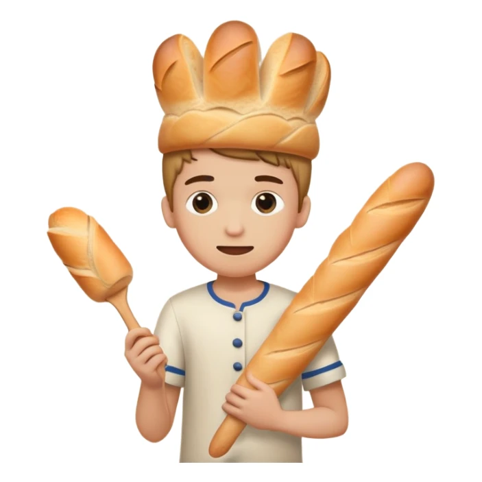 boy getting bonked on the head with a baguette stick sticker