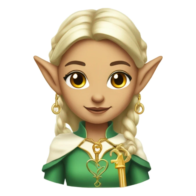 an elf woman login holding a big key sticker