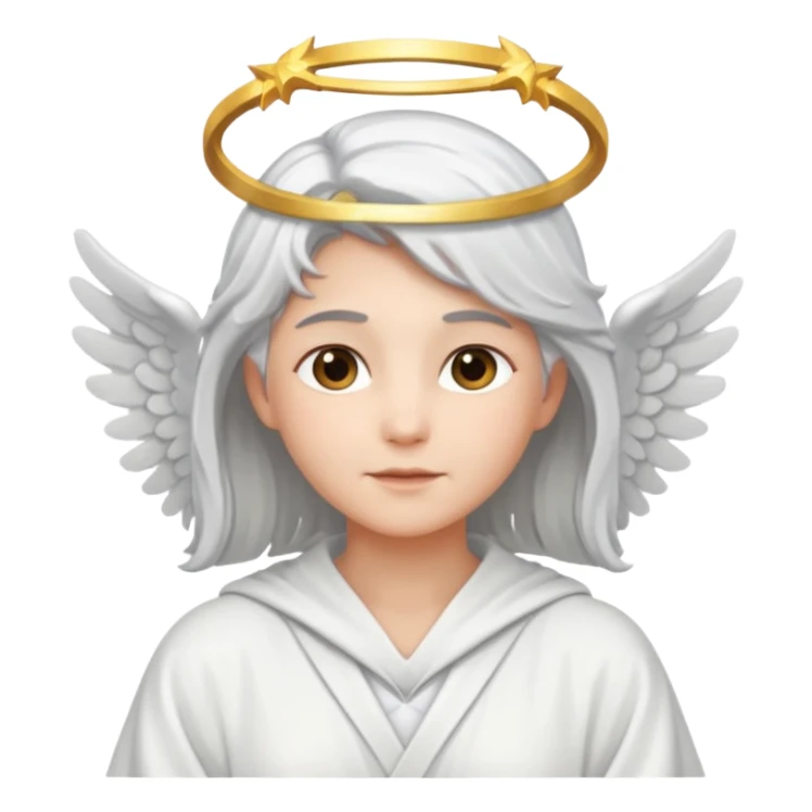 Angel with silver hair and glowing halo sticker