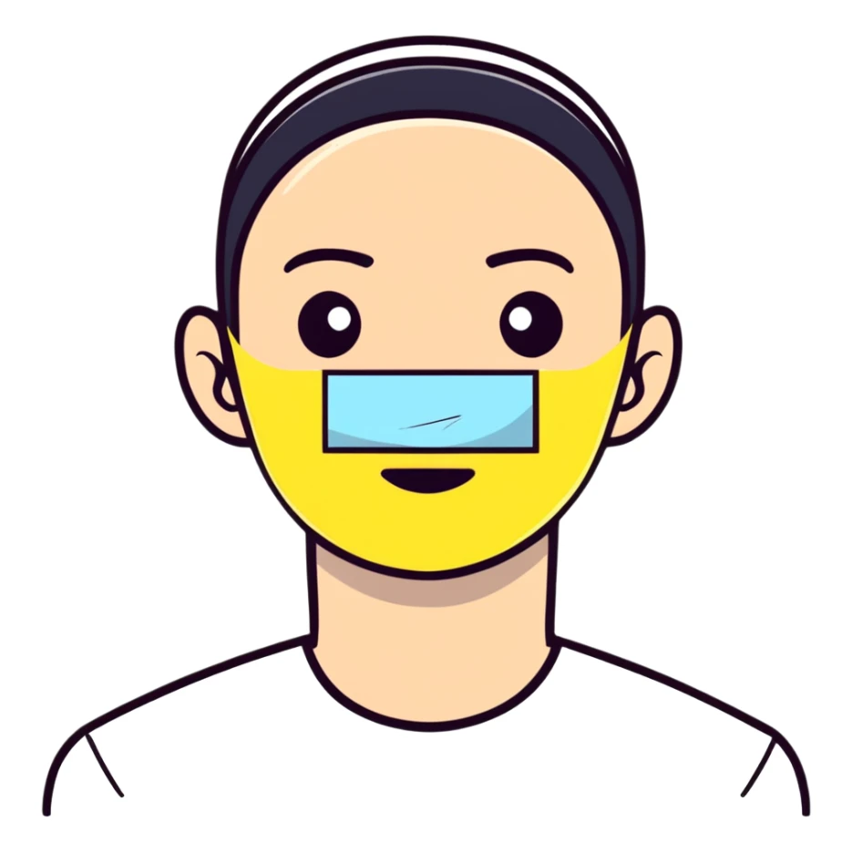 cartoon face with tape over the mouth sticker