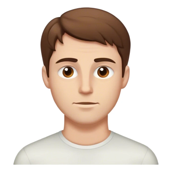 White man with brown hair and squinty eyes short jawline sticker