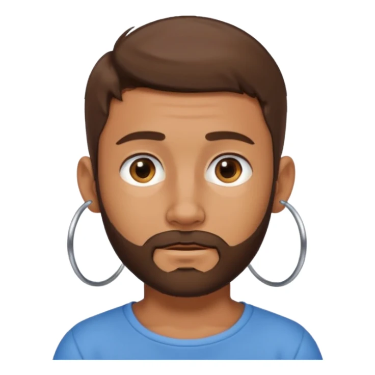 Boy with tanned skin, short brown hair, a sparse beard, and hoop earrings in his ears sticker