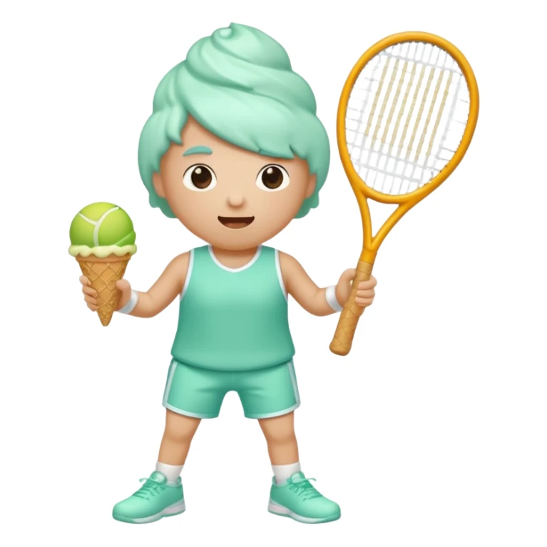 A Mint ice cream cone playing tennis  sticker