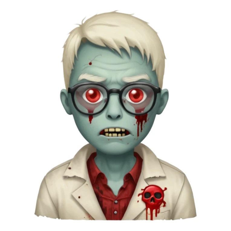 Zombie with big glasses more visible glasses, some difference between zombie and glasses, half body sticker