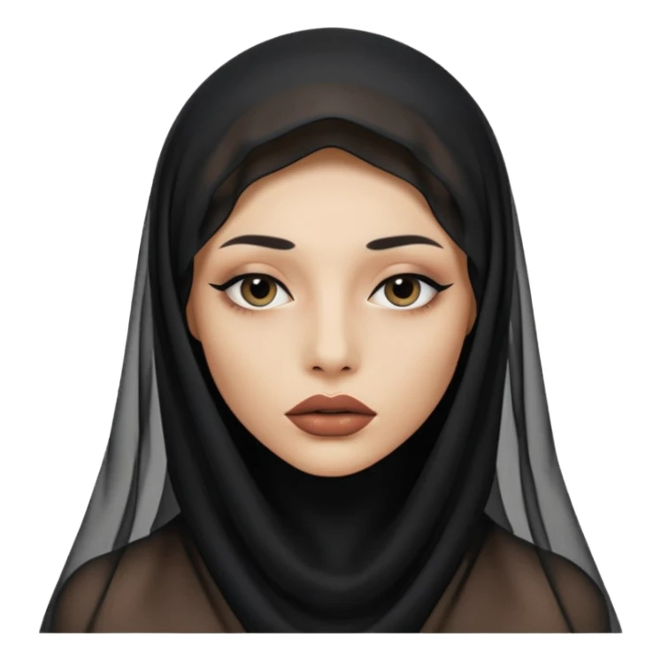 Face hidden under sheer black veil, lips and eyes barely visible sticker