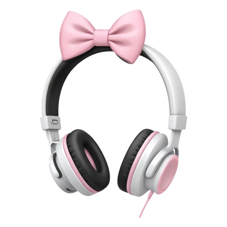 White Headphones With Pastel Pink Bow sticker