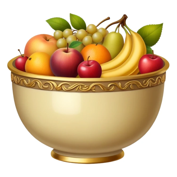 vintage  beige and gold bowl of fruit sticker