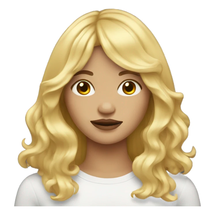 White women with curtain bangs and long golden hair sticker