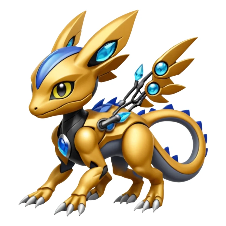 Modern Futuristic Cyber-Meloetta-Greymon-Inteleon-Greninja-Pokémon-Digimon-Fakémon-fusion-hybrid-creature sticker