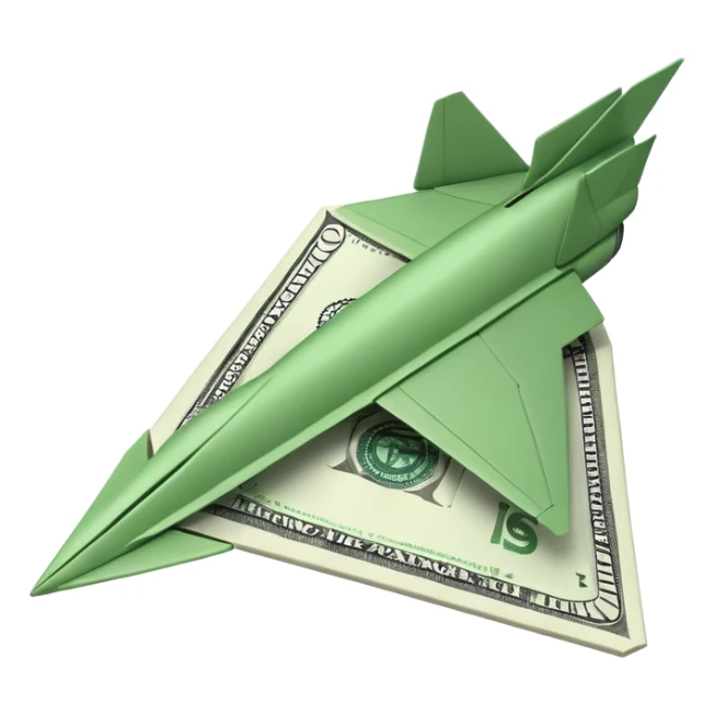 Paper plane made of money side view sticker
