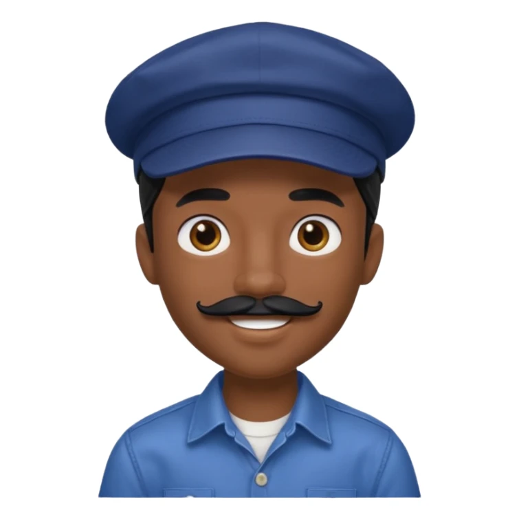 generate a pretty bratz boy wearing a dark blue cap and  button up shirt. Handsome

Mustache- black

hair black long sticker