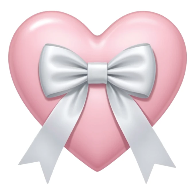 Light pink heart with white ribbon bow sticker
