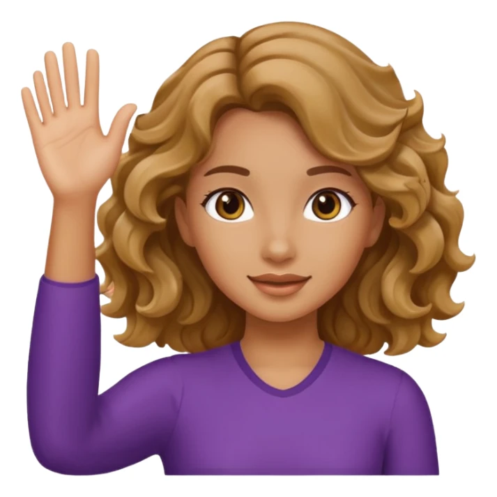 Girl with wavy hair and tan skin waving  sticker