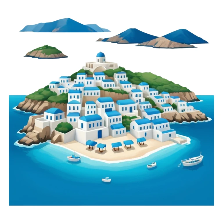a greek island seen from the sea sticker