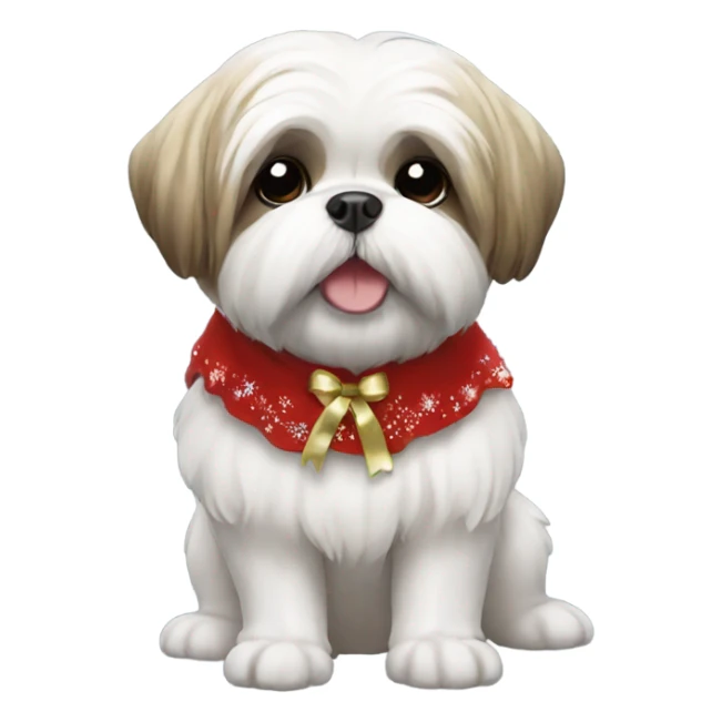 Shi tzu dog wearing Christmas dress sticker