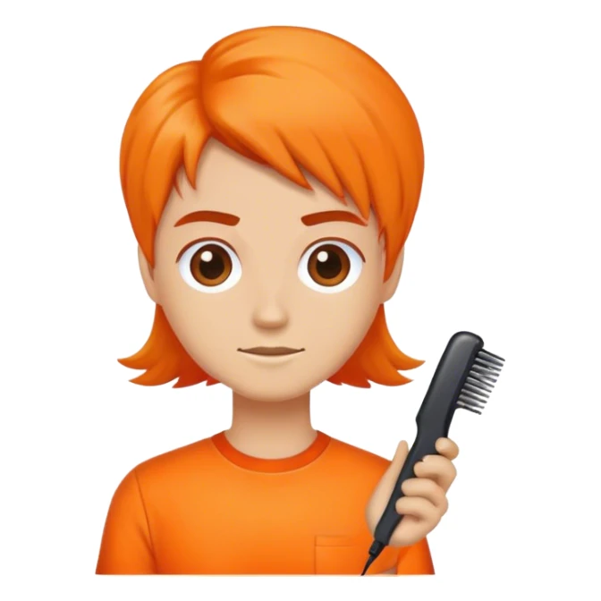 hairdresser wearing a orange shirt  sticker