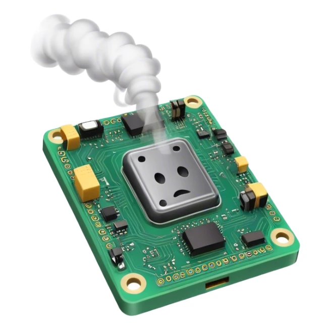 smoke coming out of a circuit board sticker