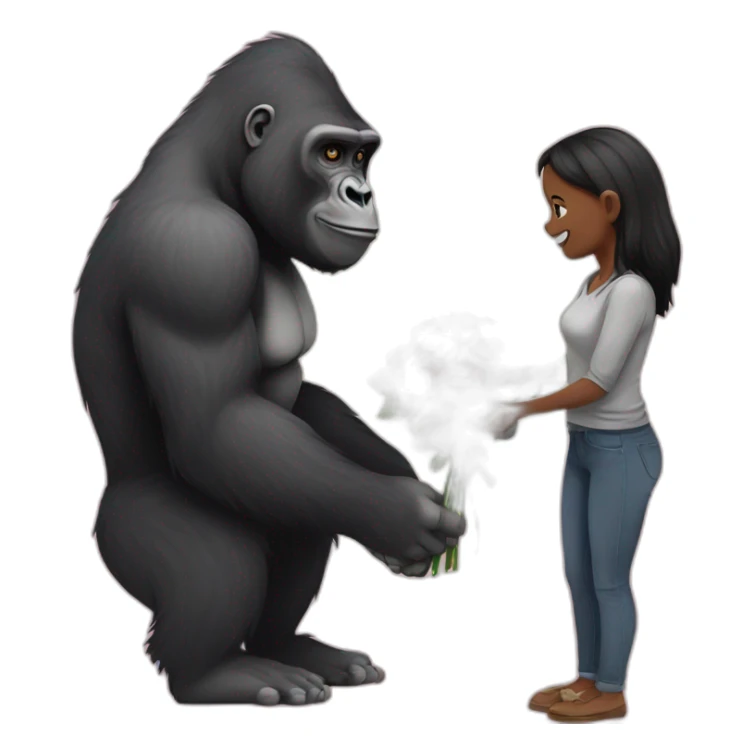 Gorilla giving Roses to a girl sticker