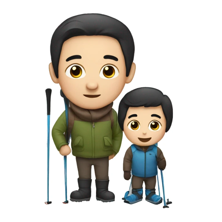 grandfather with black hair and baby ski sticker