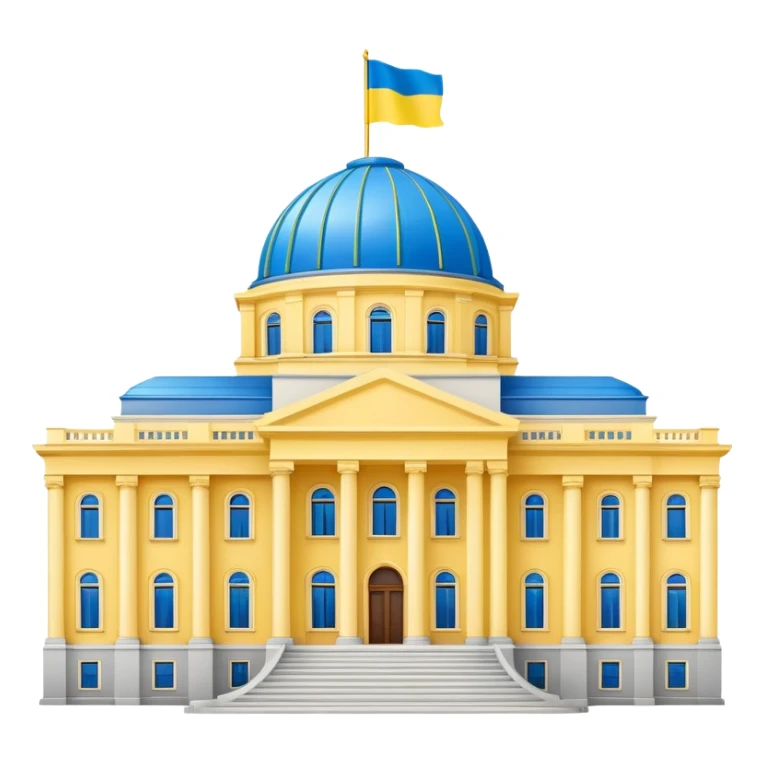 Presidential buildings with the flag of Ukraine sticker