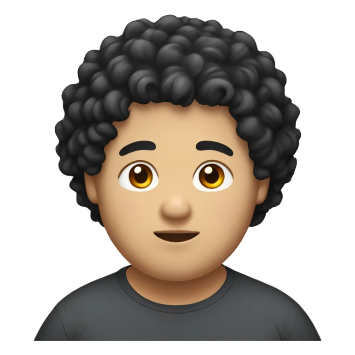 Asian, overweight, young man, black curly hair. sticker