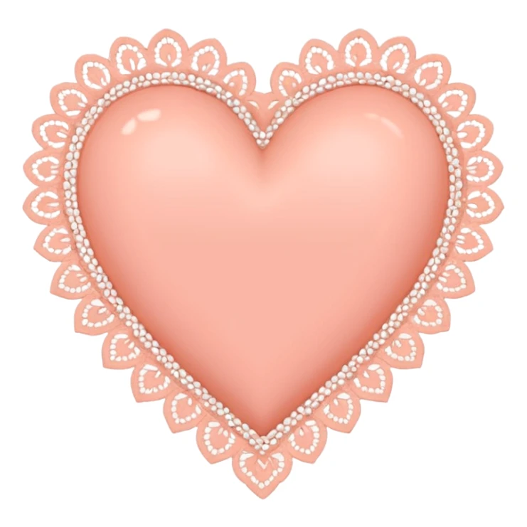 cute baby pink peach colored heart with lace trimming sticker
