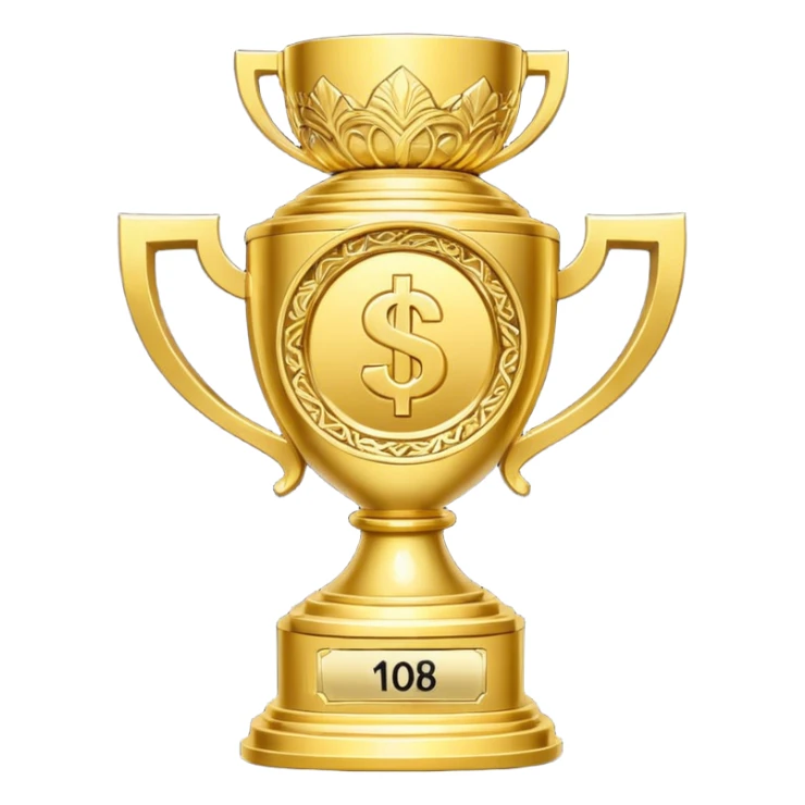 money themed trophy with 10B on it elite  sticker