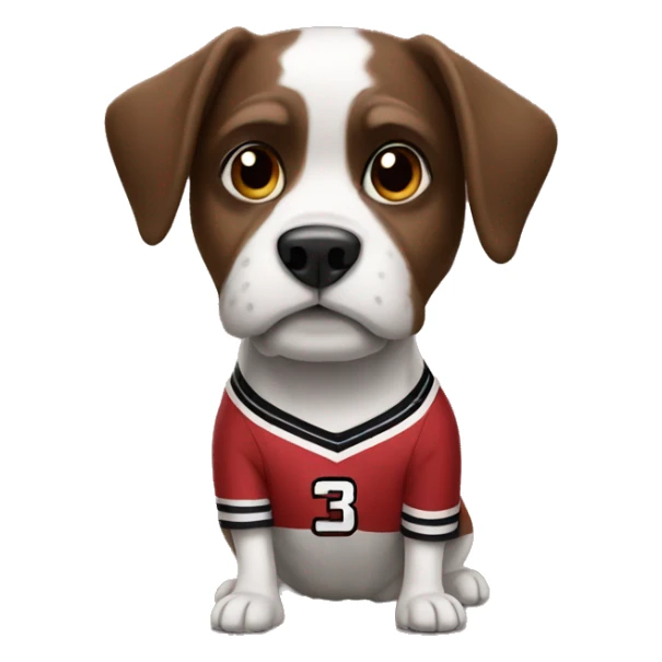 Dog wearing a gamecock jersey sticker