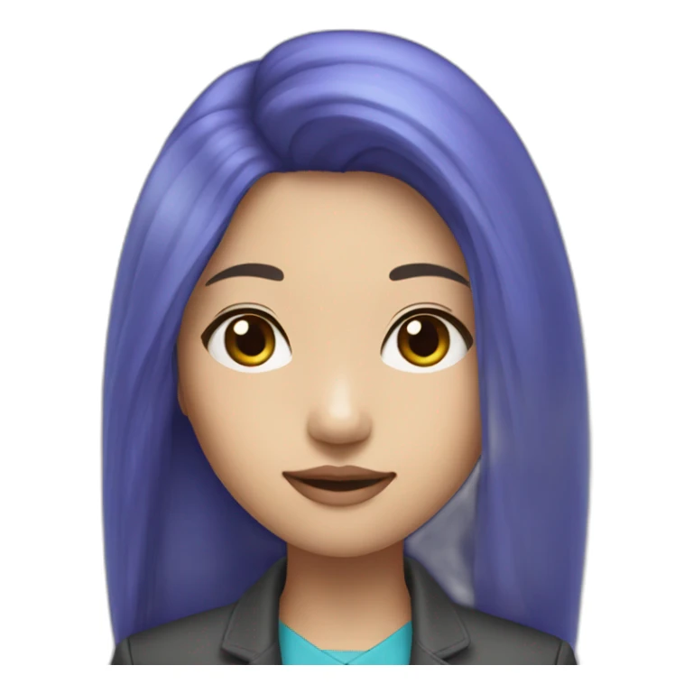 Blue purple long hair jacket asian girl sticker